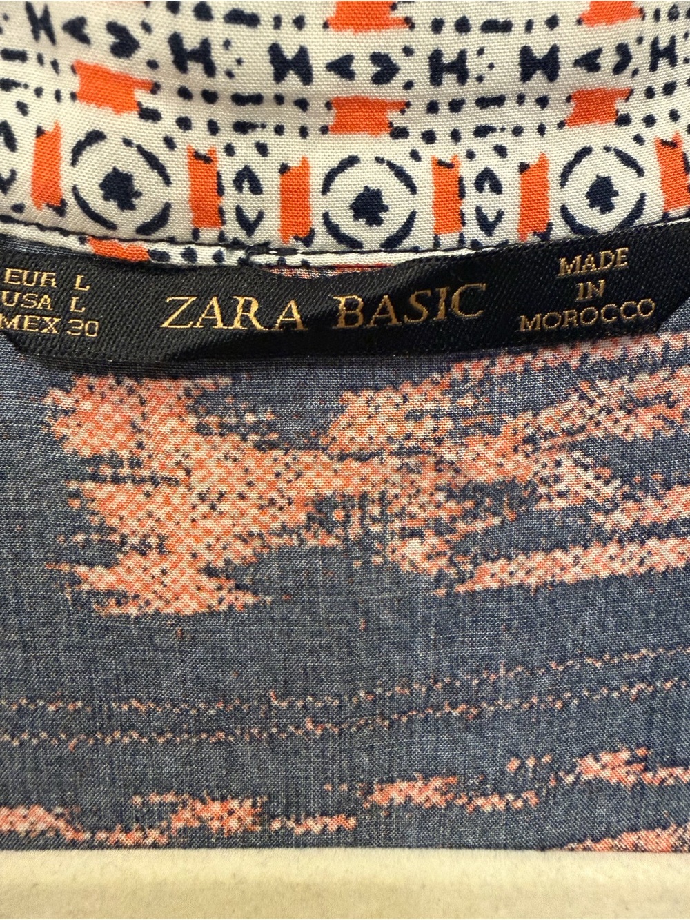 Zara Navy & Rust Printed Button-Front Tunic - Picture 3 of 5